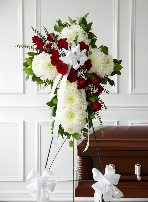 Standing Cross with Red Roses