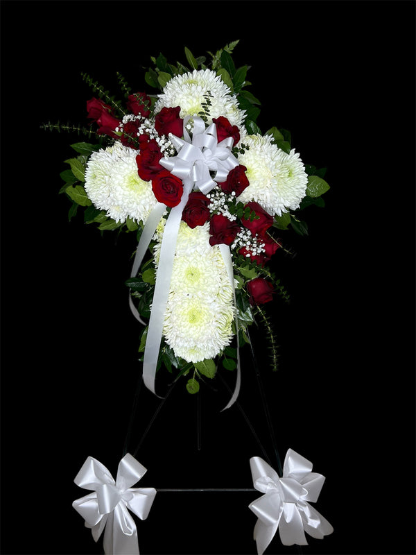 Standing Cross with Red Roses