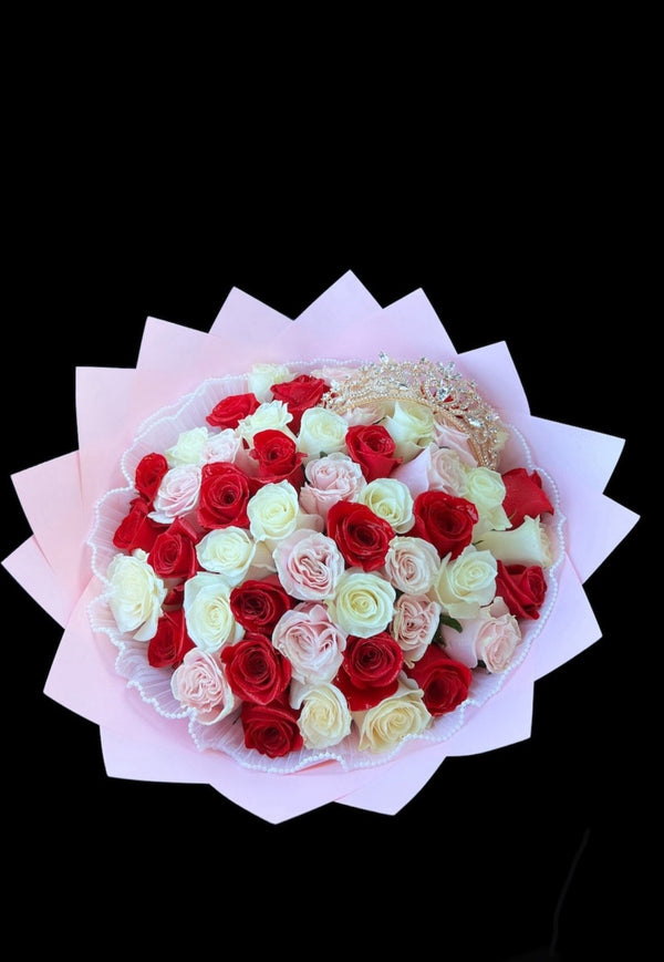 Red, pink & white bouquet