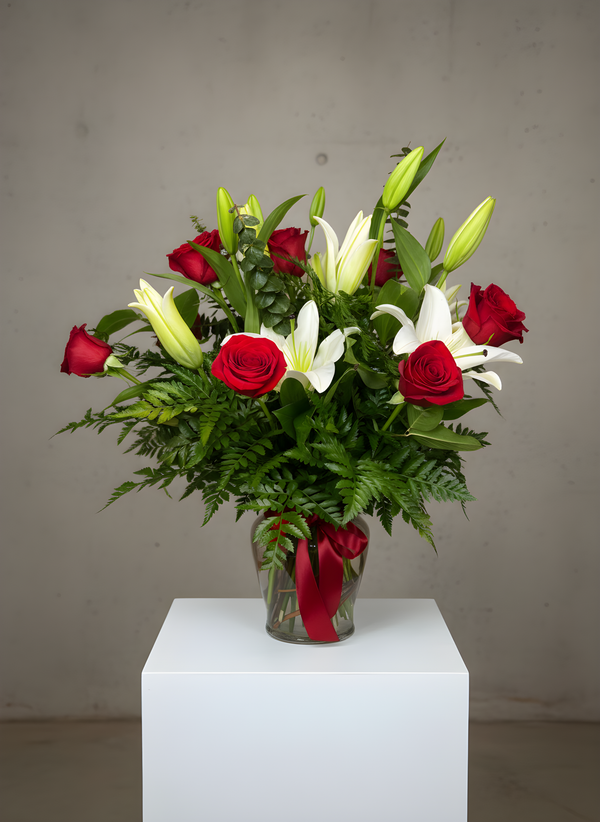 Dozen Red Roses with Lilies