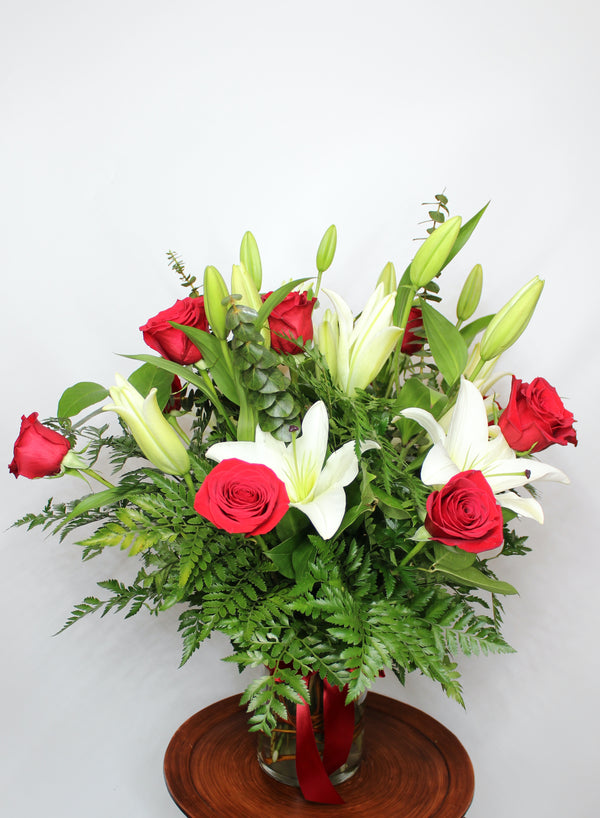Dozen Red Roses with Lilies