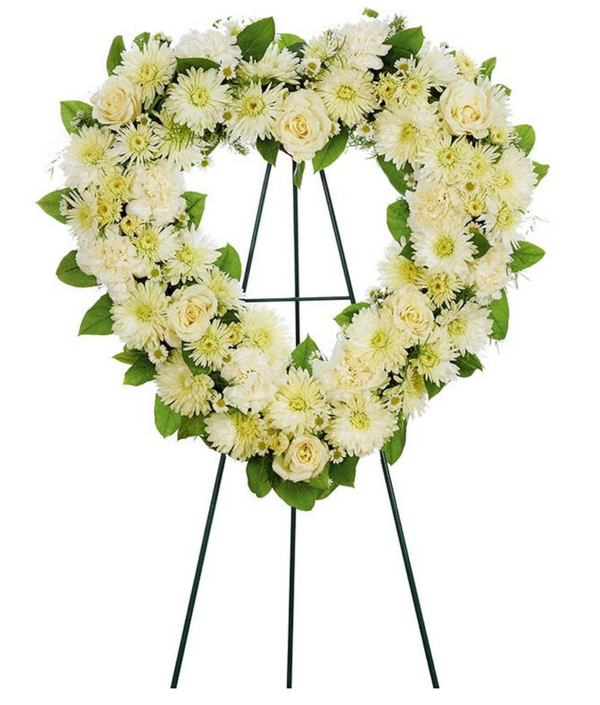 White Open Heart Wreath